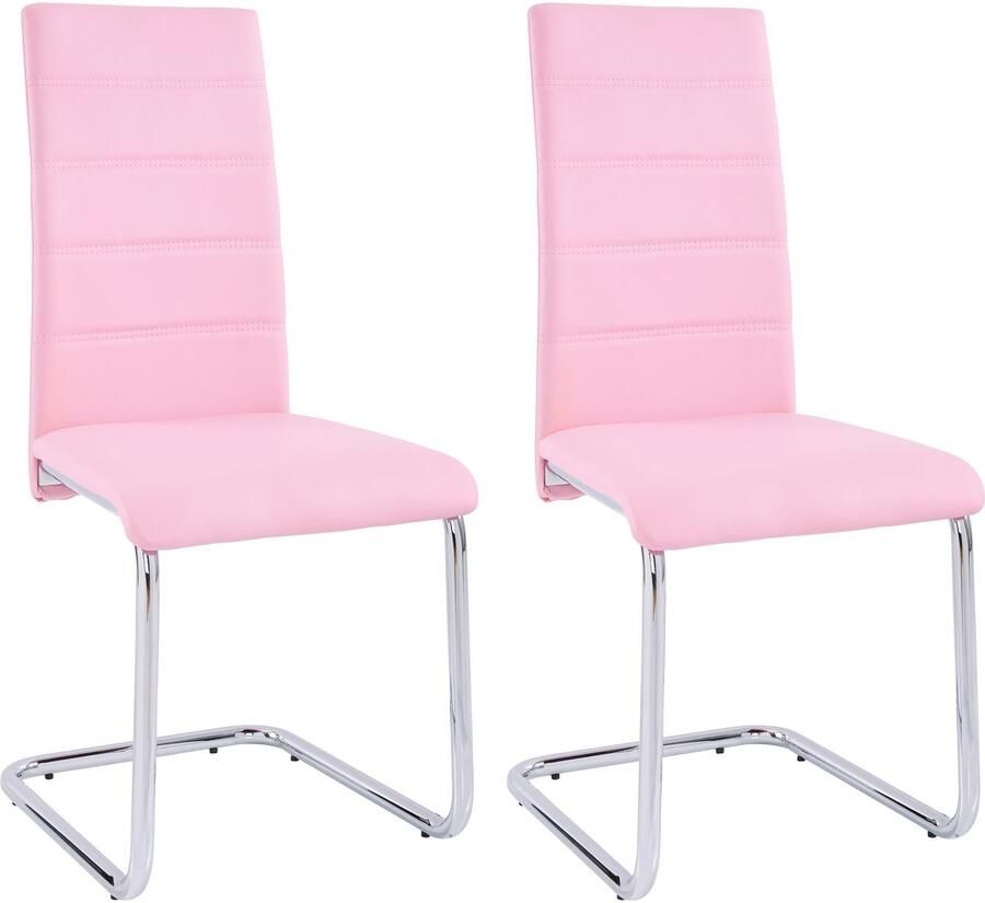 INOSIGN Vrijdragende stoel Adora (2 of set van 4) bekleding in imitatieleer verchroomd metalen frame (set)