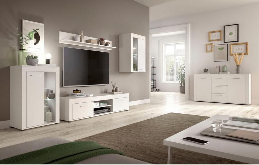 INOSIGN Wandmeubel Aosta 4-delig bestaande uit: 2x vitrinekast lowboard & wandplank (4-delig)