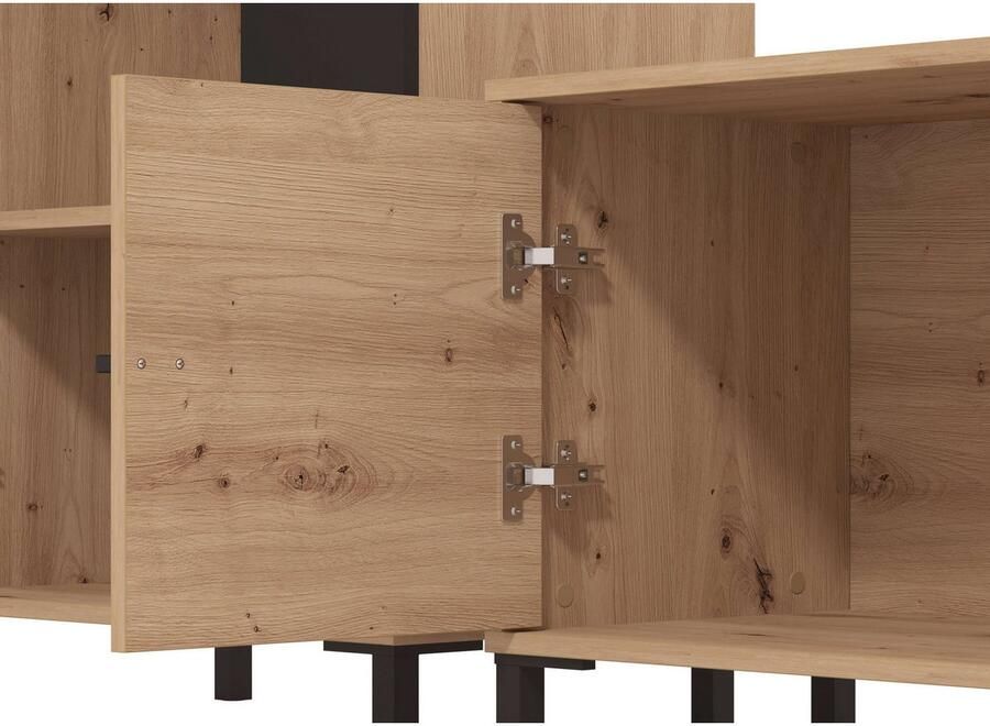 INOSIGN Wandmeubel Avignon incl. Highboard TV-meubel Staande plank en Wandplank 263 cm trendkleuren met decoratieve zwarte strepen tv tot 58' (complete set 4 stuks)