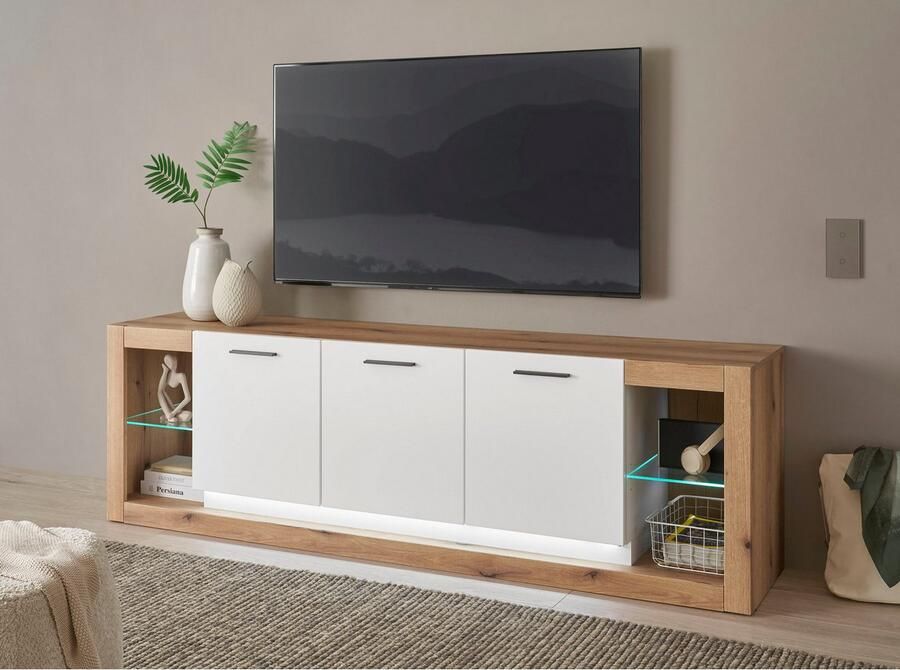 INOSIGN Wandmeubel Brixen moderne opbouwwand woonkamer set eik Evoke decor met wit (set 4-delig)