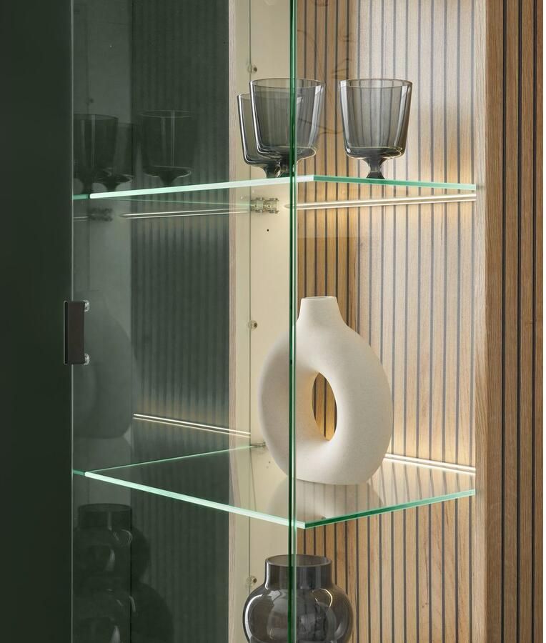 INOSIGN Vitrinekast Hudson in moderne trendkleur handgrepen van metaal (zwart) hoogte 180 cm