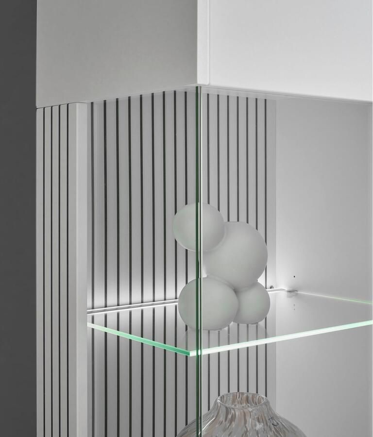 INOSIGN Wandmeubel Hudson moderne wandmeubel woonkamerset complete set met moderne groevenlook handgrepen van metaal (zwart) breedte 320 cm (set 4 stuks)