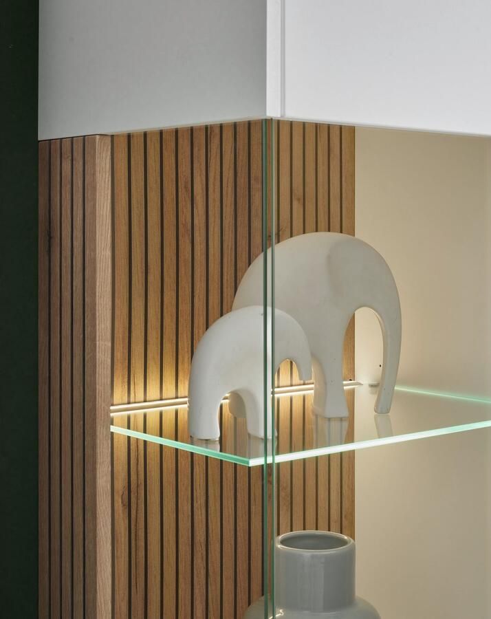 INOSIGN Vitrinekast Hudson opberghangkast in moderne trendkleur handgrepen van metaal (zwart) hoogte 125 cm