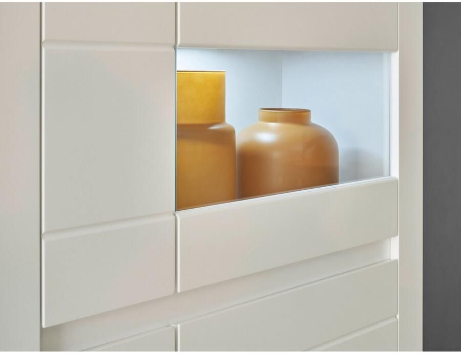 INOSIGN Vitrinekast Chester Hoge kast met opbergruimte Glazen vitrine Dressoir Mat Wit (1 stuk)