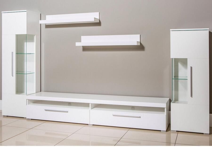 INOSIGN Wandmeubel India breedte 290cm moderne mediastelling zonder verlichting Aanbouwwand (set 5-st 2x vitrine 1 TV-kast 2x wandplank) veel opbergruimte (set 5 stuks)