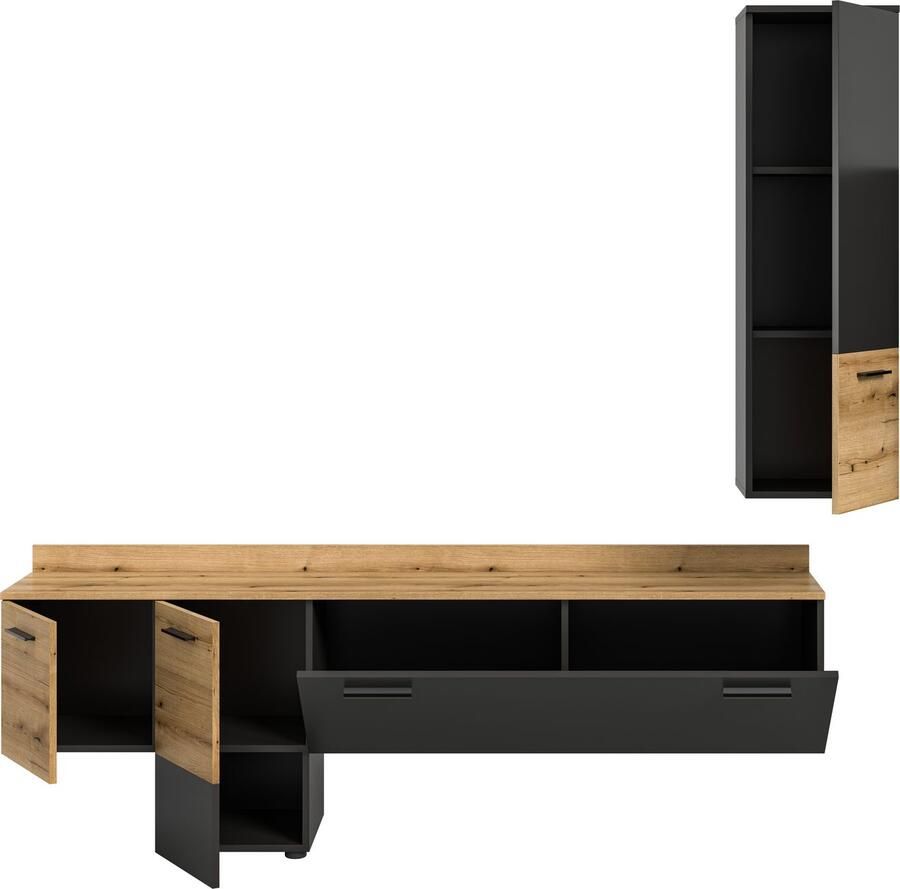 INOSIGN Wandmeubel Laport Breedte 195cm incl. 1 Lowboard met indirecte verlichting & (2-delig)