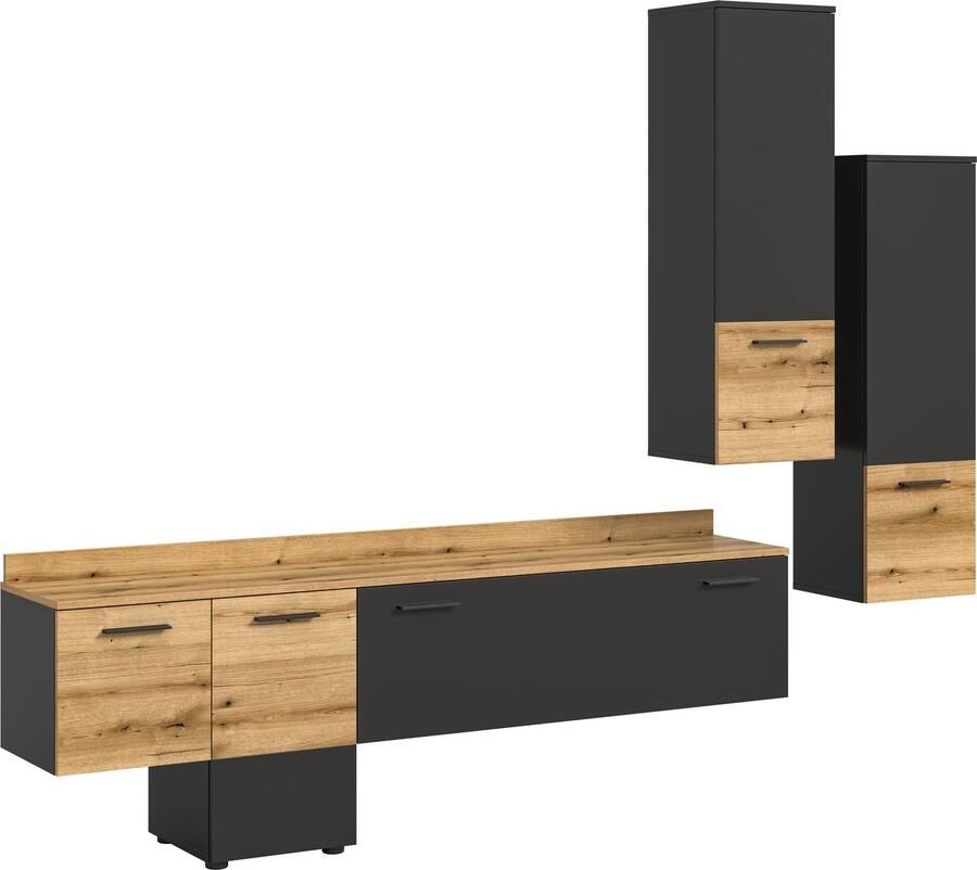 INOSIGN Wandmeubel Laport Breedte 247 cm incl. 1 Lowboard met indirecte verlichting & (3-delig)