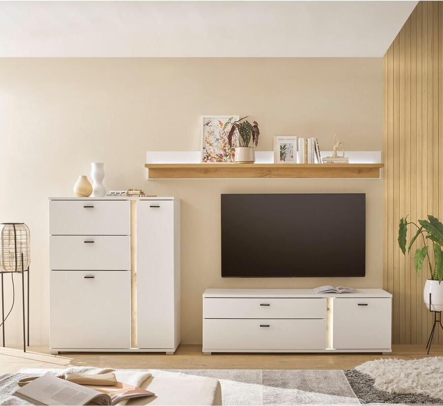 INOSIGN Wandmeubel Long Island in moderne trendkleur inclusief verticale verlichting breedte 260 cm (set 3 stuks)