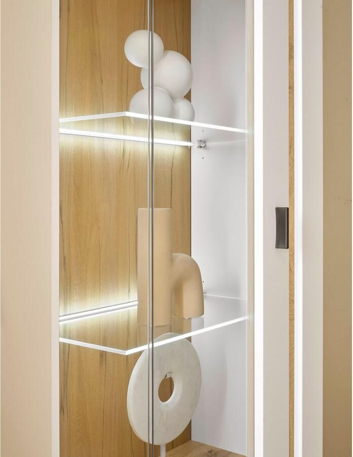 INOSIGN Vitrinekast Long Island in moderne trendkleur inclusief verticale verlichting breedte 55 cm (1 stuk)