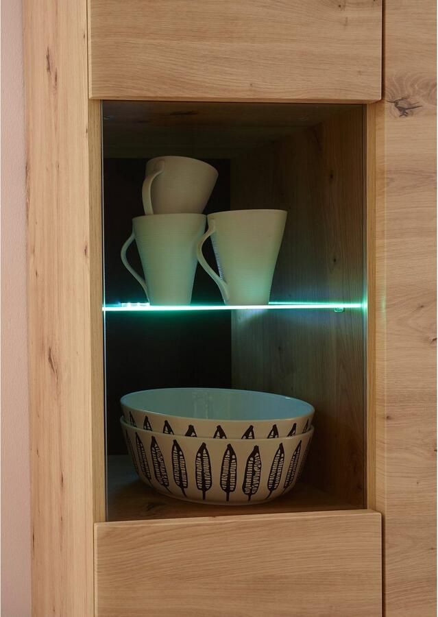 INOSIGN Wandmeubel Torge wandmeubel kastwand mediawand woonkamer-set bevat 1 vitrine 1 lowboard 1 highboard + 1 wandplank 360 cm breed (set 4 stuks)