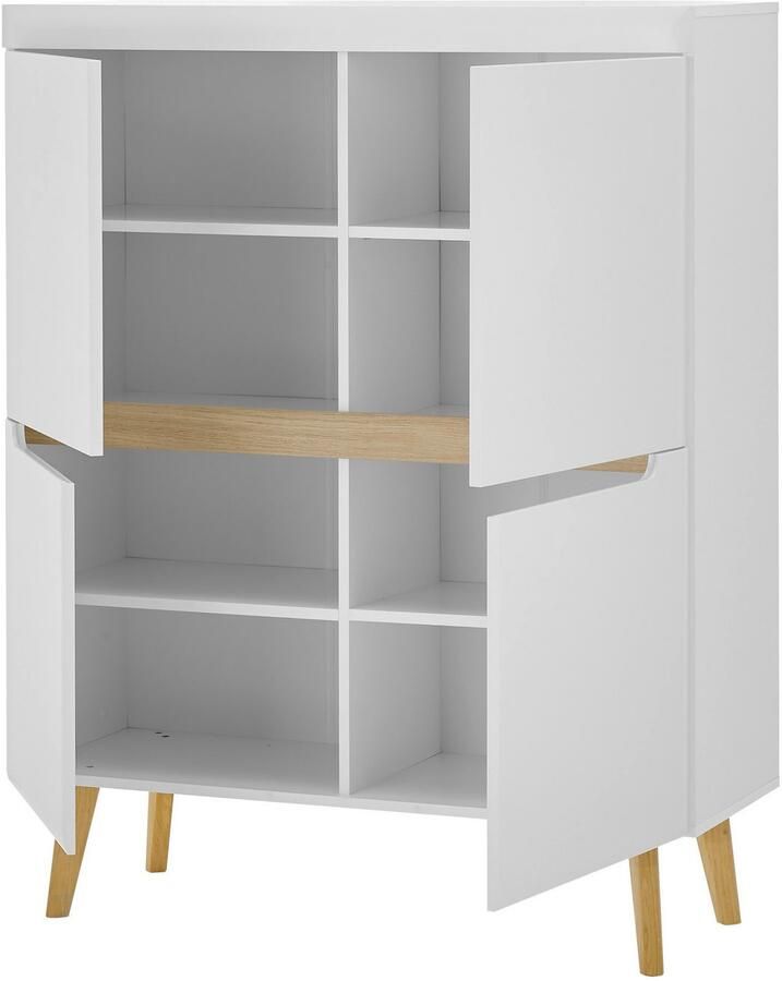 INOSIGN Wandmeubel Torge wandmeubel kastwand mediawand woonkamer-set bevat 1 vitrine 1 lowboard 1 highboard + 1 wandplank 360 cm breed (set 4 stuks)