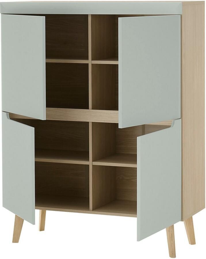 INOSIGN Wandmeubel Torge wandmeubel kastwand mediawand woonkamer-set bevat 1 vitrine 1 lowboard 1 highboard + 1 wandplank 360 cm breed (set 4 stuks)