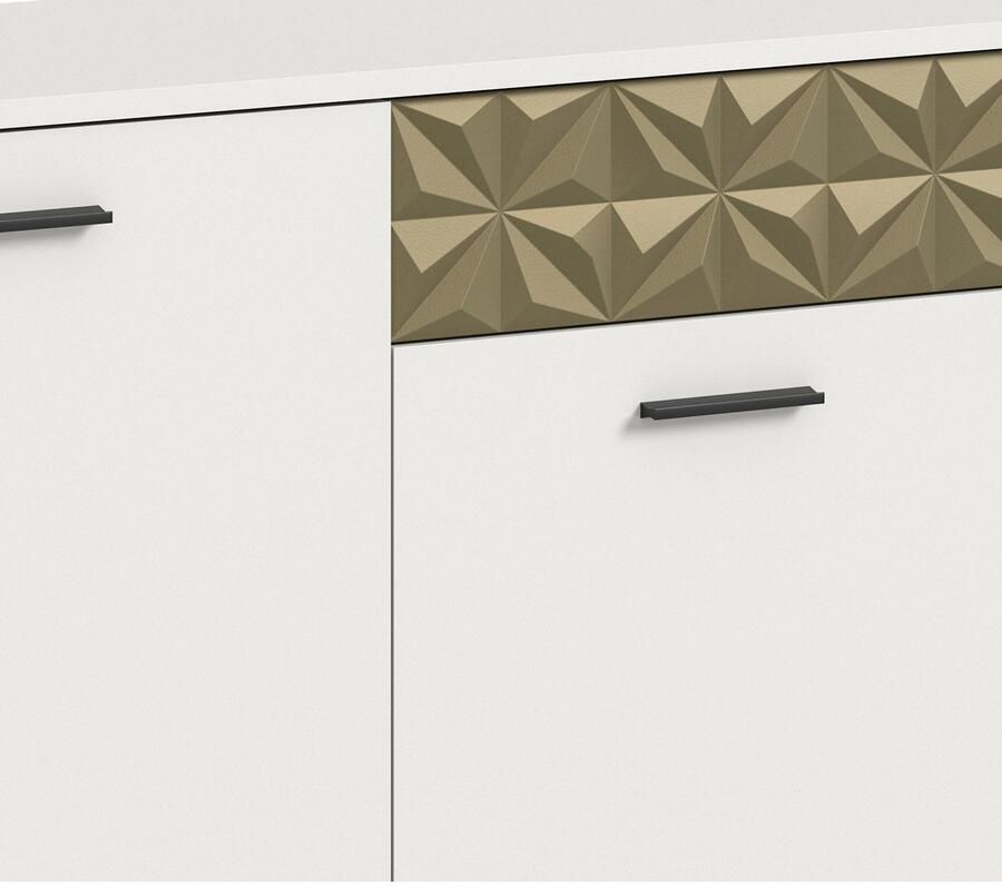 INOSIGN Wandmeubel Vicenza 3-delig bestaande uit: vitrine lowboard wandplank met ornamentafwerking combinatie aanbouwwand tv-wand kastwand (3 stuks)