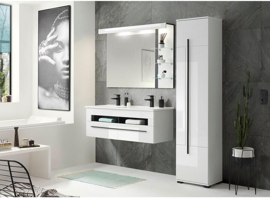 INOSIGN Hoge kast Cantara badkamerkast in hoogglans wit hoge kast in modern ontwerp