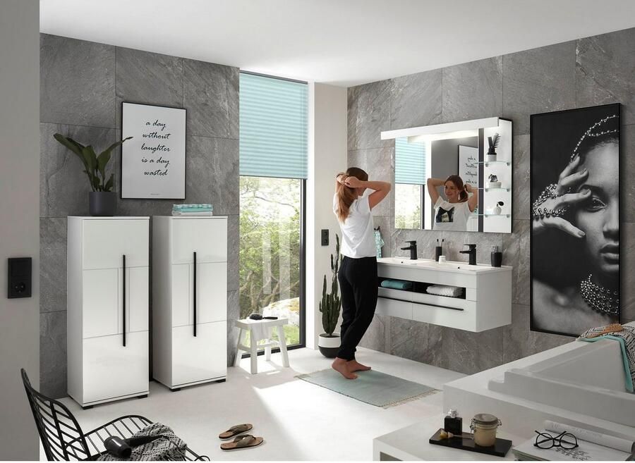 INOSIGN Halfhoge kast Cantara badkamerkast in hoogglans wit kast in modern ontwerp