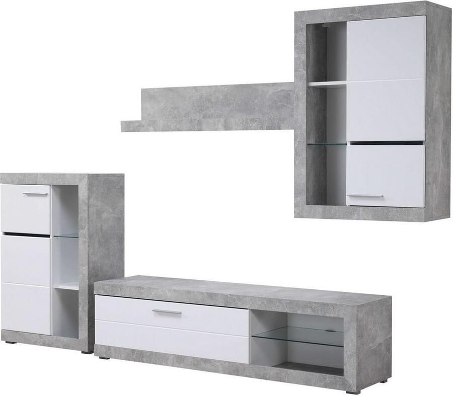 INOSIGN Woonkamerset Rosso woonwand mediawand aanbouwwand voor TV tot 60' breedte 267 cm (complete set 4-delig)