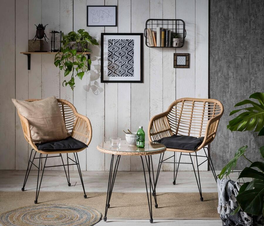 Artistiq Living Artistiq Tuinsetje Mandela Rotan 2 stoelen + 1 bijzettafel Bruin