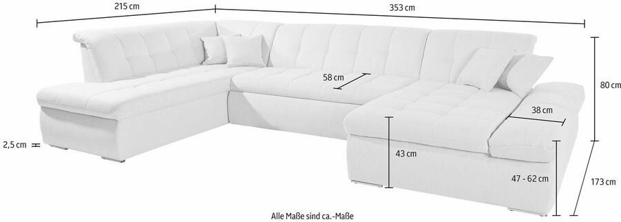 INOSIGN Zithoek U-model naar keuze met slaapfunctie en armleuning