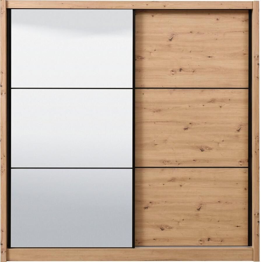 INOSIGN Zweefdeurkast Navara kledingkast met spiegel linnenkast garderobe met royale binnenuitrusting fsc -gecertificeerd in 3 breedtes