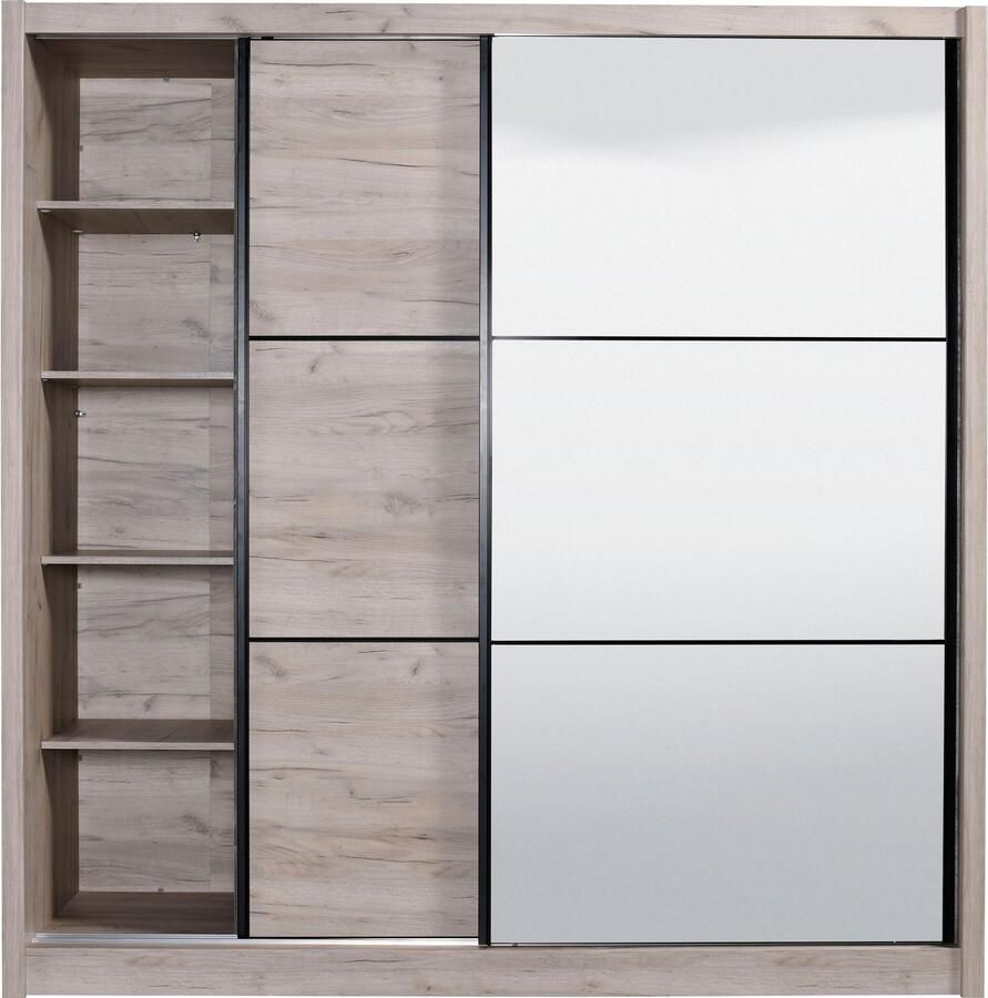 INOSIGN Zweefdeurkast Navara kledingkast met spiegel linnenkast garderobe met royale binnenuitrusting fsc -gecertificeerd in 3 breedtes