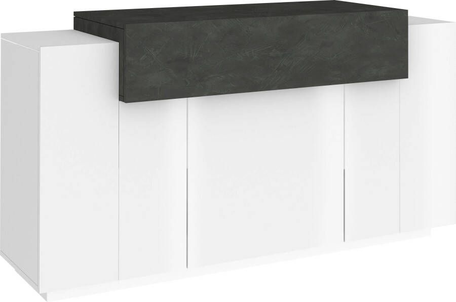 INOSIGN Kast Coro commode kast buffet greeploos 1 klep 3 deuren dubbele diepte hoogglans fronten breedte 140