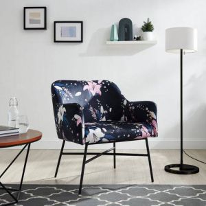 INOSIGN Loungestoel Frija met zwart metalen frame in verschillende stof- en kleurvarianten te bestellen zithoogte 43 cm (1 stuk)