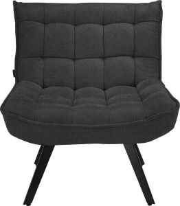 INOSIGN Loungestoel Jasin met hocker geruite naden op de rug en op het zitoppervlak zacht verdikte zitting en rugleuning met zwart onderstel van metaal te bestellen in verschillende kleurvarianten zithoogte 45 cm (1 stuk)