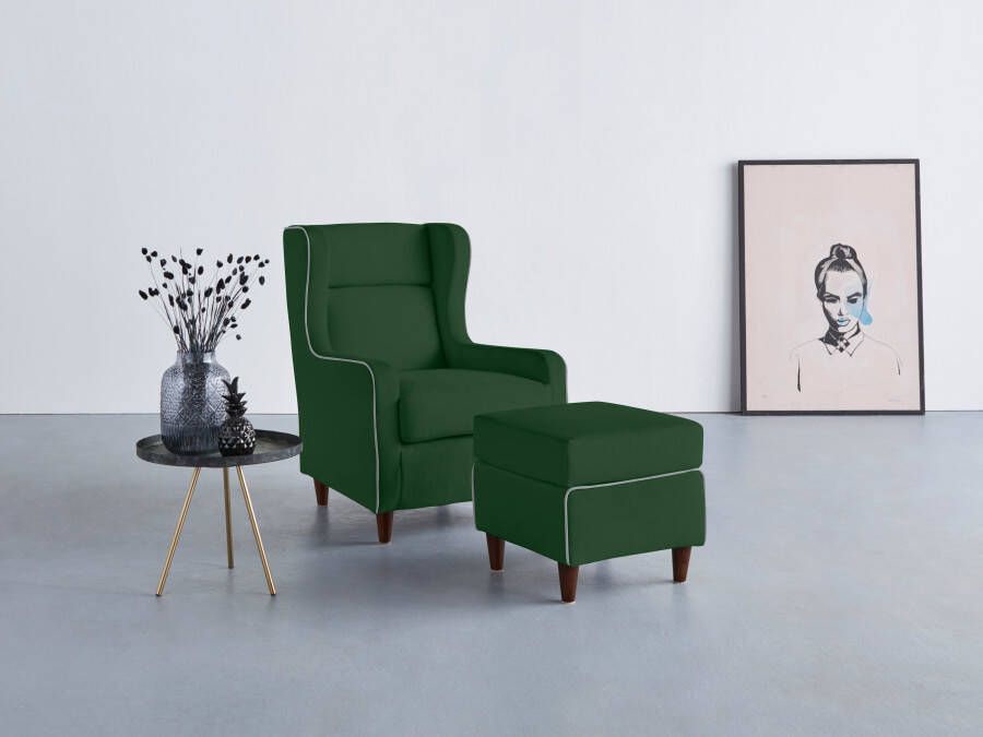 INOSIGN Oorfauteuil Rhada met contrastkleurige opstaande naad bxdxh: 73x85x99 cm