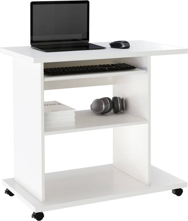 INOSIGN Pc-bureau LOKVE Laptoptisch Bureau rollend toetsenborduitrek torenvak printervak hoogte 75 cm