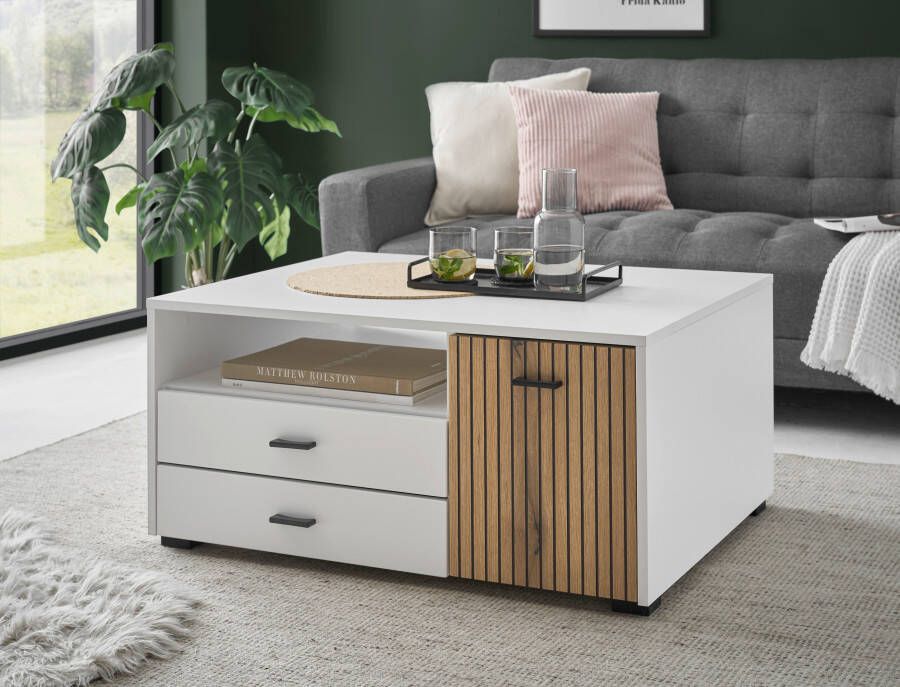 INOSIGN Salontafel Hudson in moderne trendkleur handgrepen van metaal (zwart) breedte 90 cm