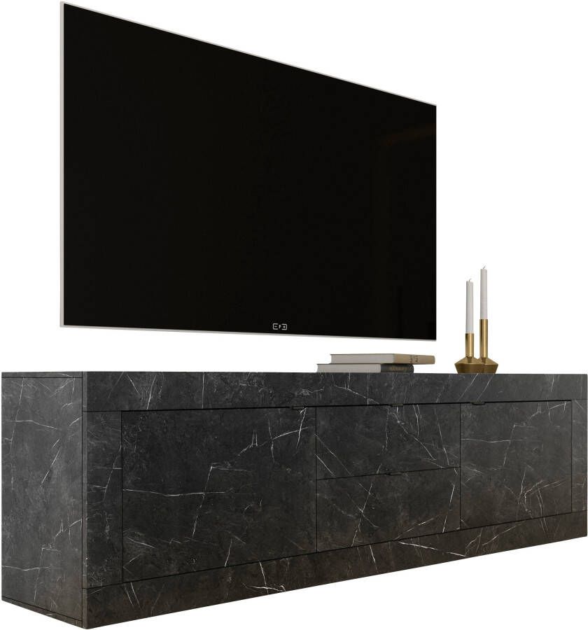 INOSIGN Tv-meubel Basis breedte 210 cm TV-meubel 2 deuren 2 lades TV-kast Metalen handgreep moderne frame-uitstraling veel opbergruimte kleurkeuze