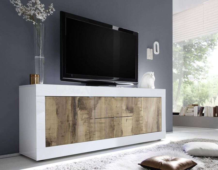 INOSIGN Tv-meubel Basis breedte 210 cm TV-meubel 2 deuren 2 lades TV-kast Metalen handgreep moderne frame-uitstraling veel opbergruimte kleurkeuze