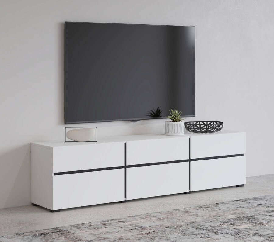 INOSIGN Tv-meubel Cross moderne greeploze TV-kast 3 kleppen 3 laden Breedte 180 cm TV-kast met veel bergruimte TV-board