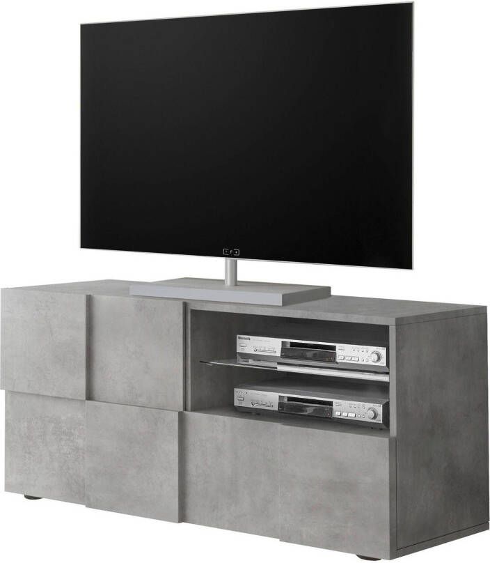 INOSIGN Tv-meubel Dama Breedte 121 cm TV-meubel 1 deur 1 lade TV-kast Front in 3D-uiterlijk greeploos verschillende kleuren