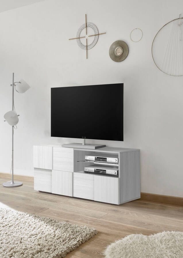 INOSIGN Tv-meubel Dama Breedte 121 cm TV-meubel 1 deur 1 lade TV-kast Front in 3D-uiterlijk greeploos verschillende kleuren
