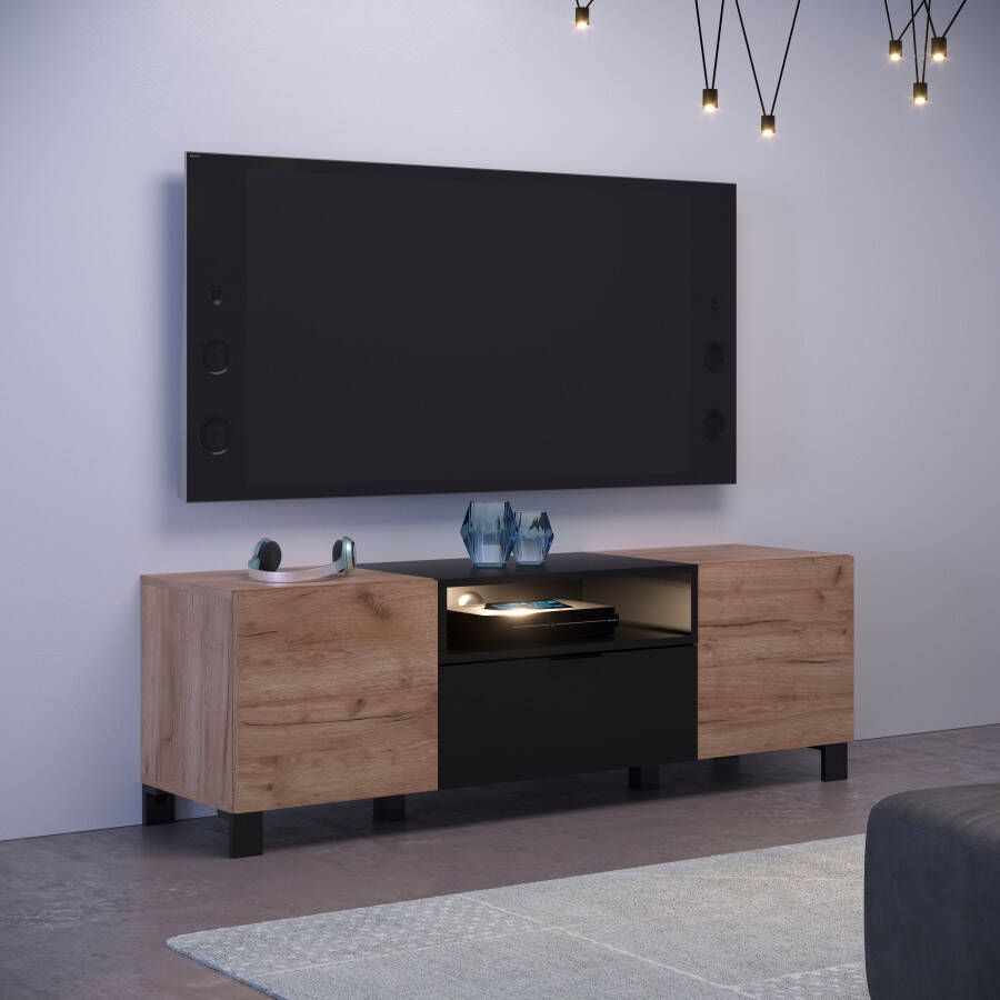 INOSIGN Tv-meubel Kriens Tv-kast lichtbruin matzwart breedte 144 cm hoogte 47 cm