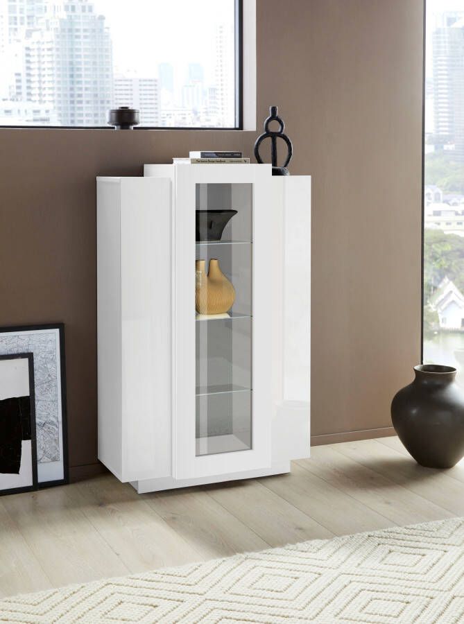 INOSIGN Vitrinekast Coro Vitrine Glasvitrine Vitrinenschrank Stauraumvitrine 3 deuren waarvan 1 glazen deur 9 vakken dubbele diepte hoogte 120 5 cm