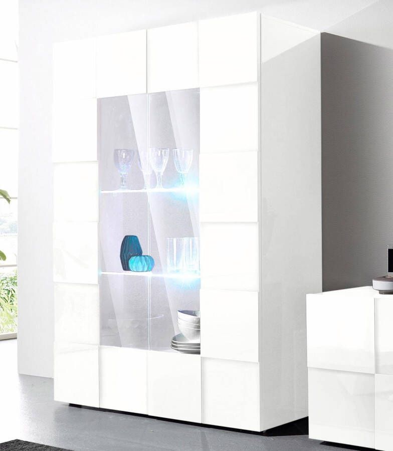 INOSIGN Vitrinekast Dama Hoogte 166 cm Breedte 121 cm Opberg vitrinekast met 2 deuren Staande vitrine front in 3D-uiterlijk veel opbergruimte verschillende kleuren