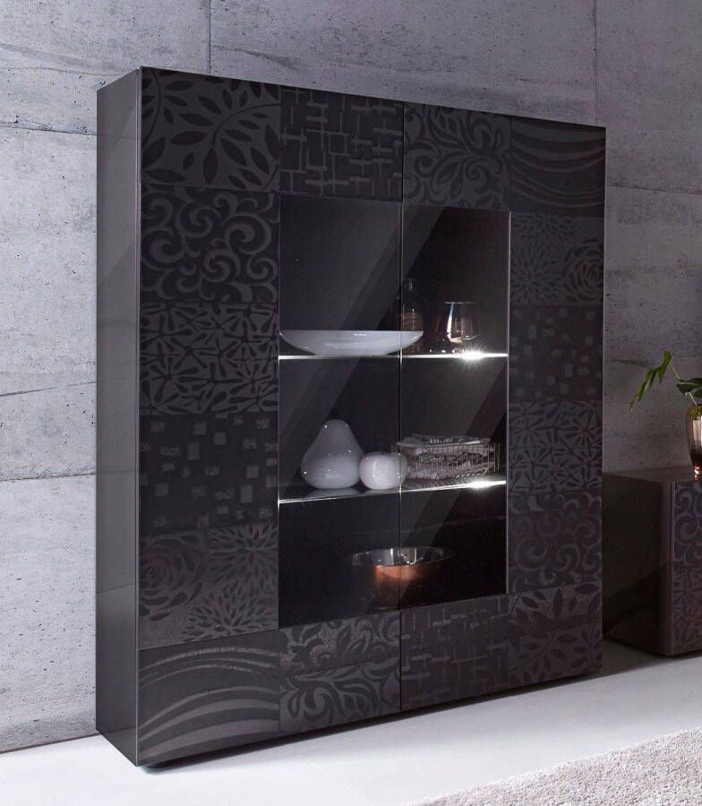 INOSIGN Vitrinekast Miro Vitrinekast hoogte 166 cm met decoratieve zeefdruk