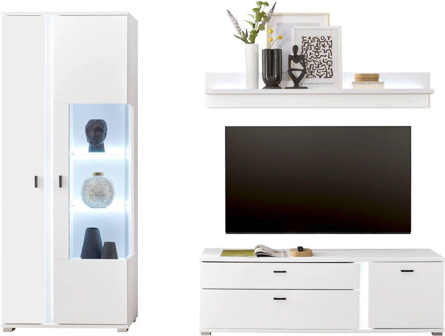 INOSIGN Wandmeubel Long Island in moderne trendkleur inclusief verticale verlichting breedte 240 cm (set 3 stuks)