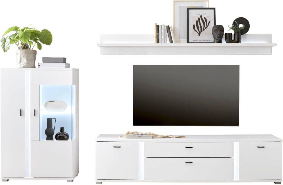 INOSIGN Wandmeubel Long Island in moderne trendkleur inclusief verticale verlichting breedte 290 cm (set 3 stuks)