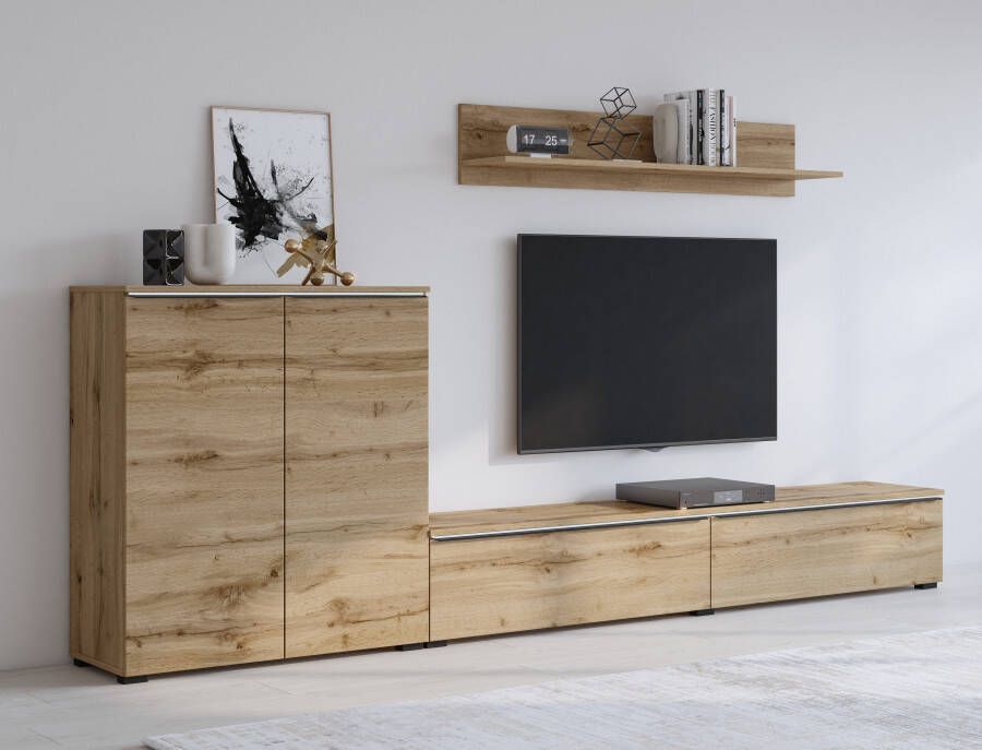 INOSIGN Wandmeubel Tana breedte 260 cm moderne wandmeubel Mediakast (set 3-delig) lowboard wandplank commode (3-delig)