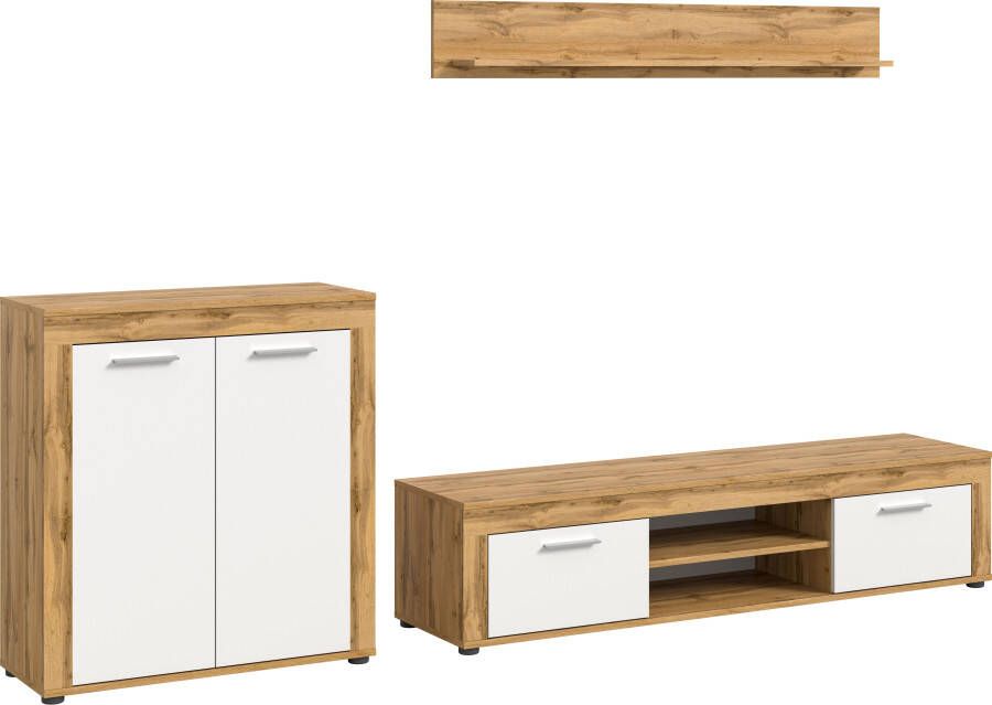 INOSIGN Woonkamerset Aosta Breedte 255cm bestaand uit Highboard Lowboard Wandplank Woonwand combinatie opbouwwand meubelset kastwand meubelcombi