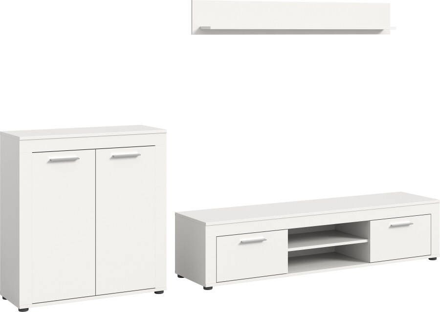 INOSIGN Woonkamerset Aosta Breedte 255cm bestaand uit Highboard Lowboard Wandplank Woonwand combinatie opbouwwand meubelset kastwand meubelcombi