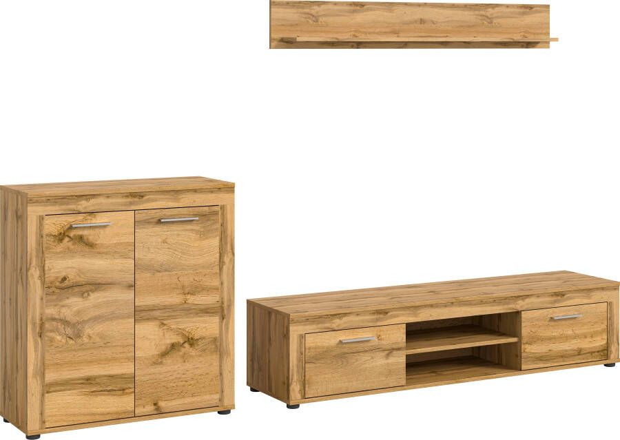 INOSIGN Woonkamerset Aosta Breedte 255cm bestaand uit Highboard Lowboard Wandplank Woonwand combinatie opbouwwand meubelset kastwand meubelcombi