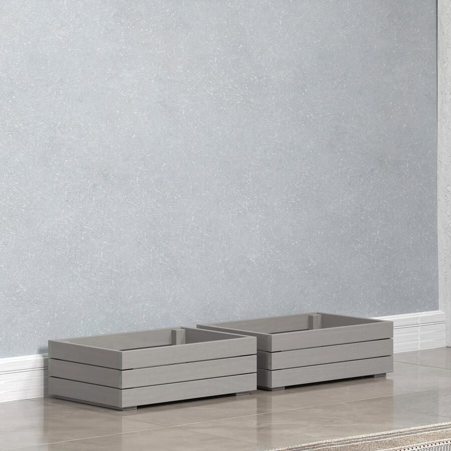 INTER-FURN Lade Arona houten kist set van 2 massief houten kratten grenen grijs was bxhxd: 45 x 15 x 32 cm (2 stuks)