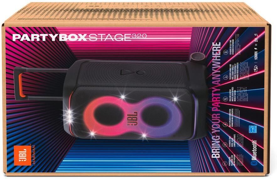 JBL Party-luidspreker PartyBox Stage 320 18u accuduur dynamische lichtshow telescopische handgreep auracast - Foto 11