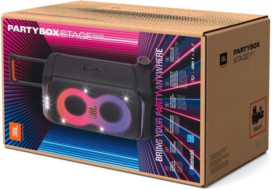 JBL Party-luidspreker PartyBox Stage 320 18u accuduur dynamische lichtshow telescopische handgreep auracast - Foto 9
