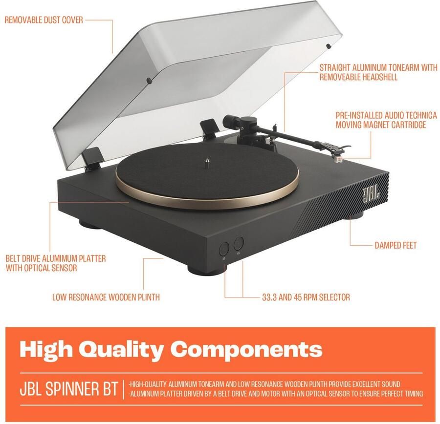 JBL Platenspeler Spinner Bluetooth Turntable