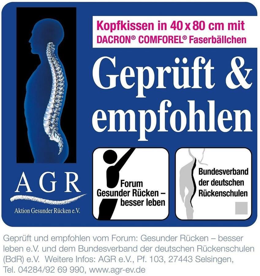 Jekatex Neksteunkussen Kissen Basic Gecertificeerd door de actie gezonde rug (AGR) e.V.